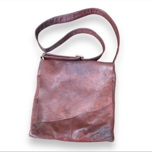 Vintage brown genuine leather crossbody messenger bag unisex